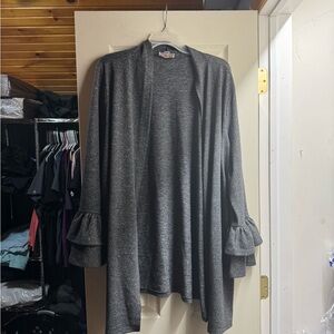Belle by Kim Gravel Charcoal Cardigan with Ruffle Sleeves